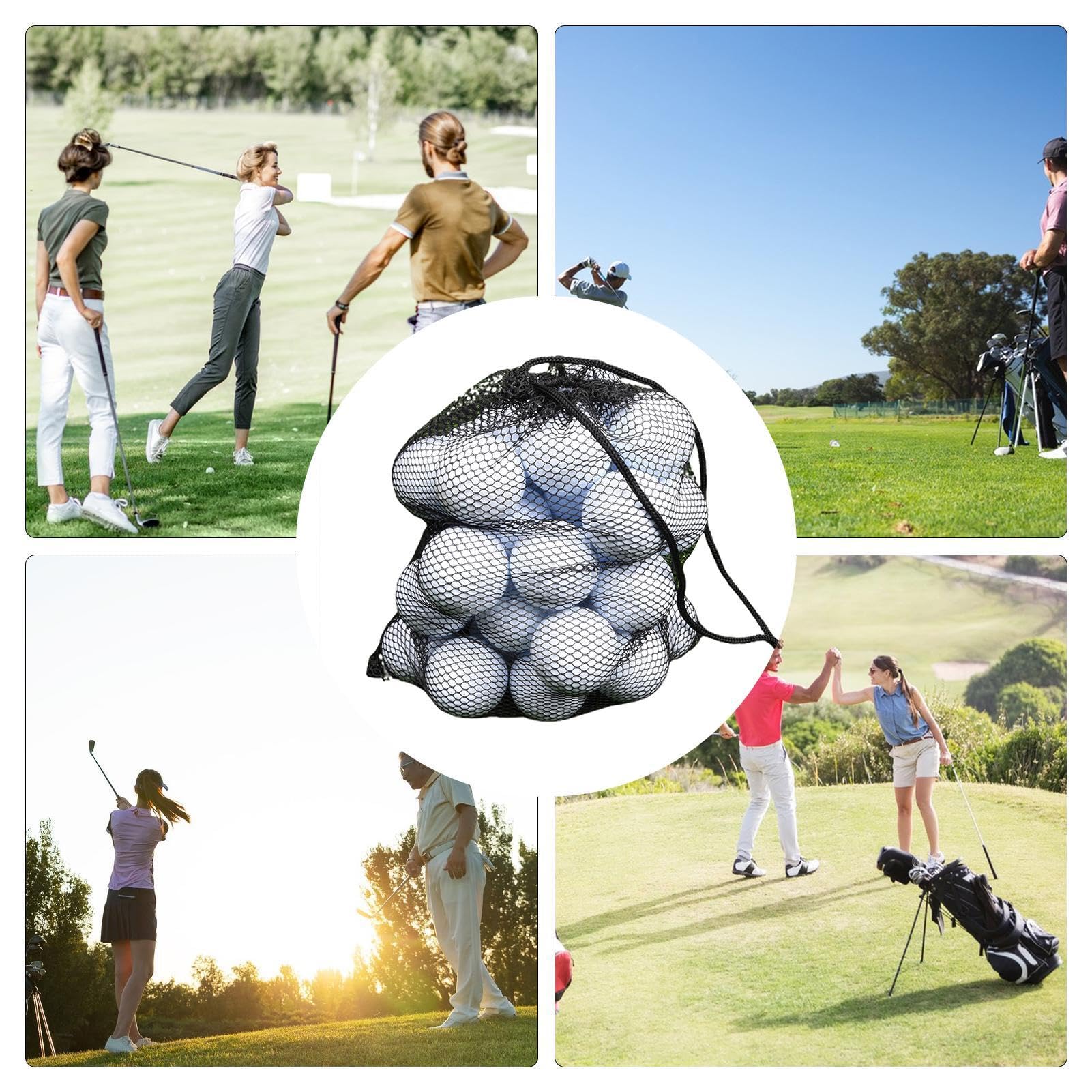 Contenitore per palline da golf in nylon con coulisse, grande capacità borsa multifunzionale