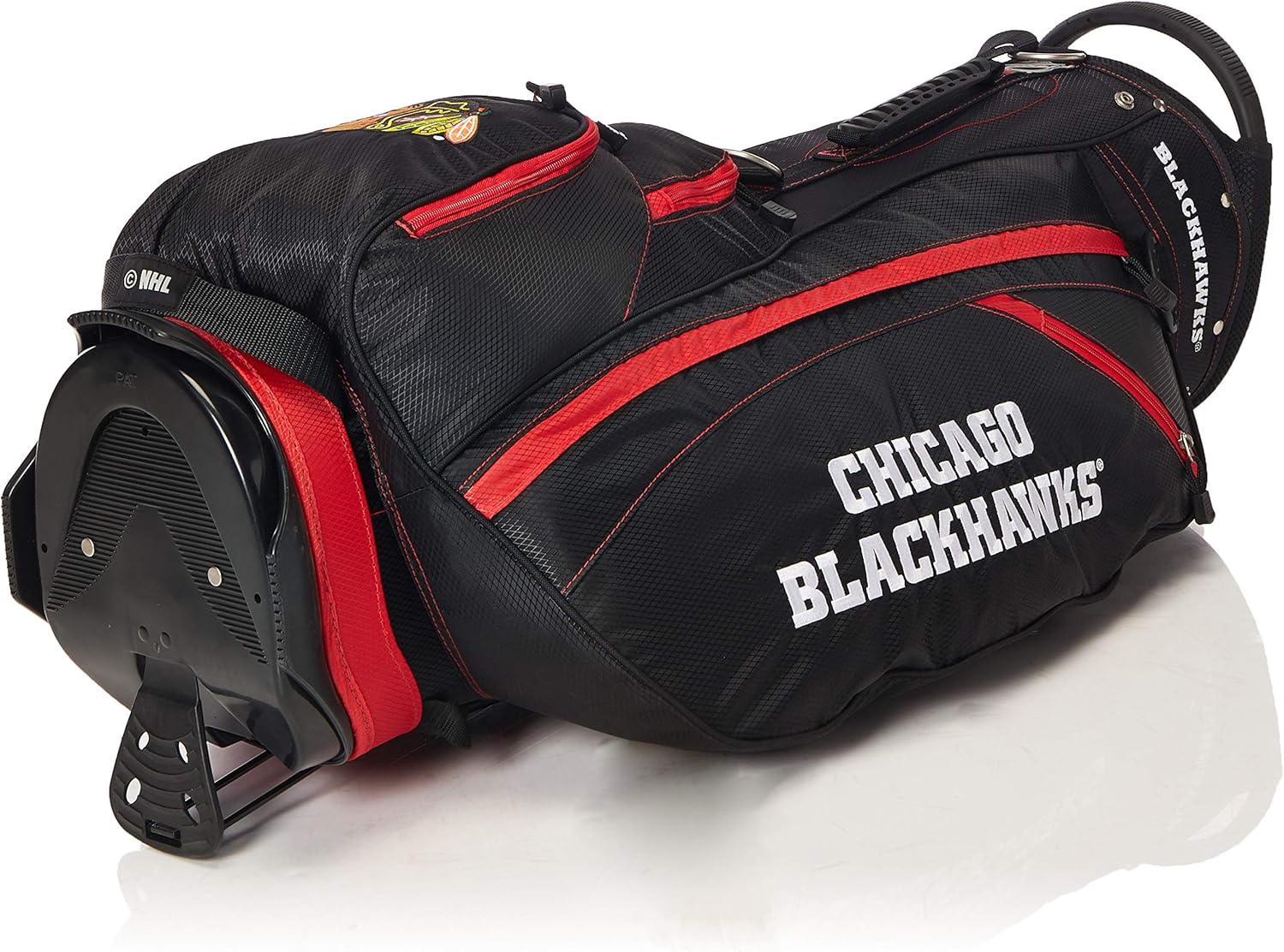 Team Golf NHL Lightweight, 14-Way Top, Spring Action Stand, Insulated Cooler Pocket, Padded Strap, Umbrella Holder & Removable Rain Hood