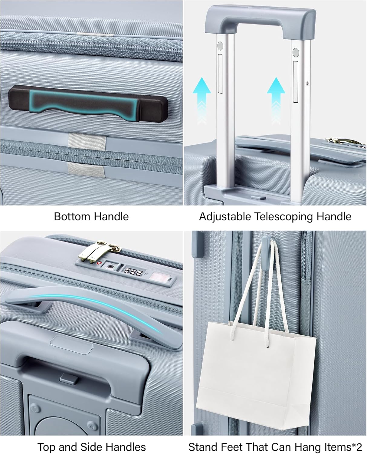 Hanke Expandable 28 Inch Luggage with Spinner Wheels Top Opening Travel Luggage Hard Shell Rolling Suitcases Large Lightweight Checked Luggage with Cup Holder(Grey) - Image 10