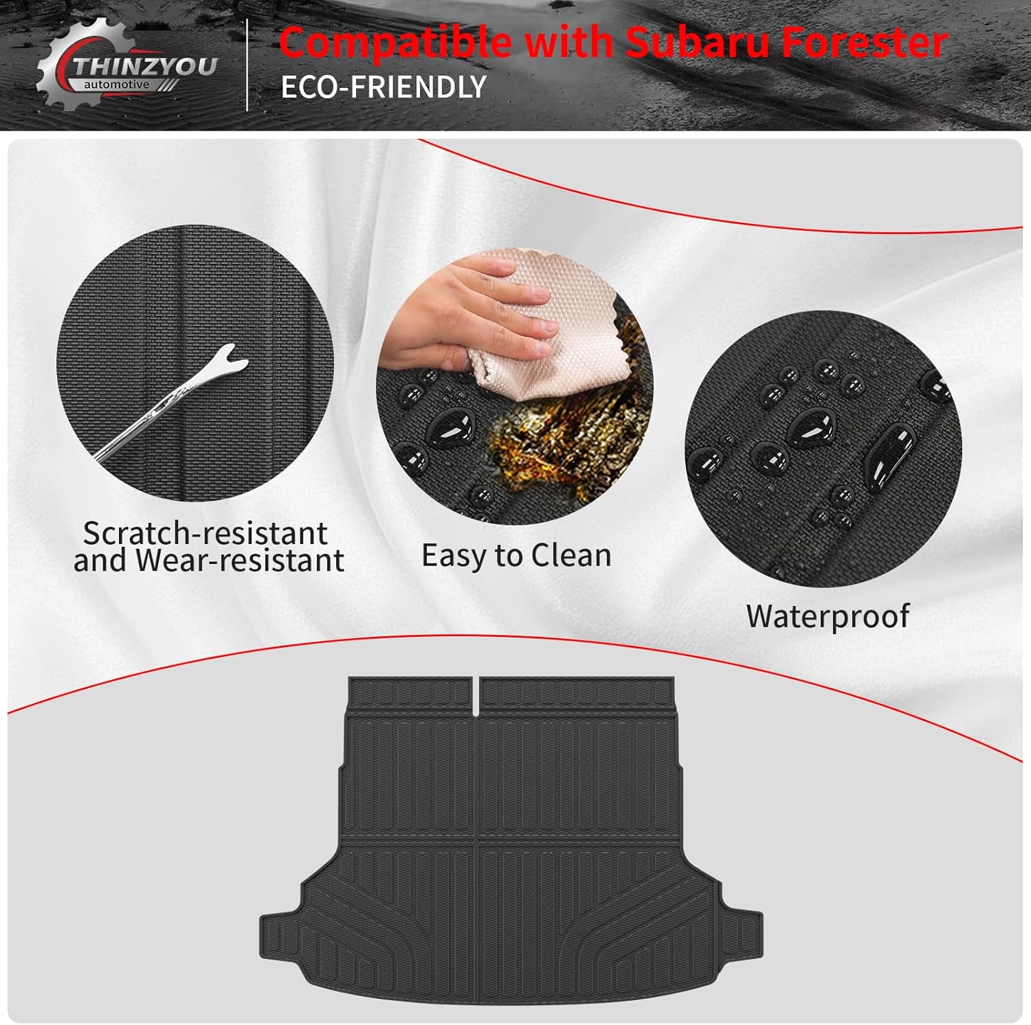 Floor Mats Compatible with 2025 2026 Subaru Forester NO Hybrid Cargo Mat Cargo Liner Trunk Liner Back Seat Cover Protector Forester Accessories (Trunk Mat+Backrest Mats+Floor Mats) - Image 5