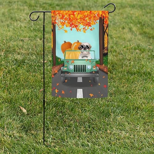 Miniatura 5 de Fieldtree - Bandera de jardín de Halloween, bandera de jardín de Shih Tzu conduciendo un vehículo, bandera de Halloween Shih Tzu, bandera de otoño