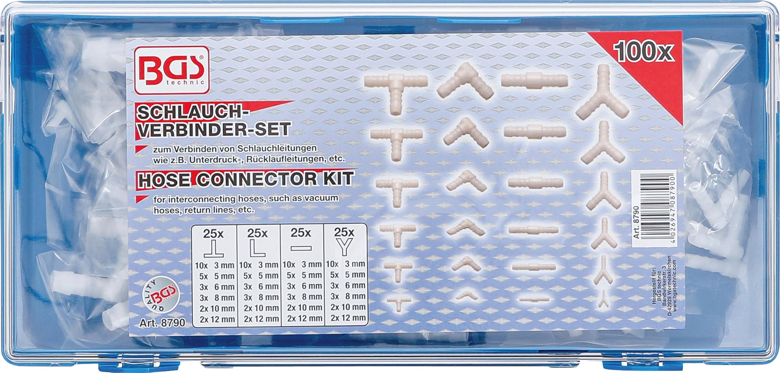 BGS 8790 | Assortimento connettori per tubi | per linee alimentazione | 100 pz.