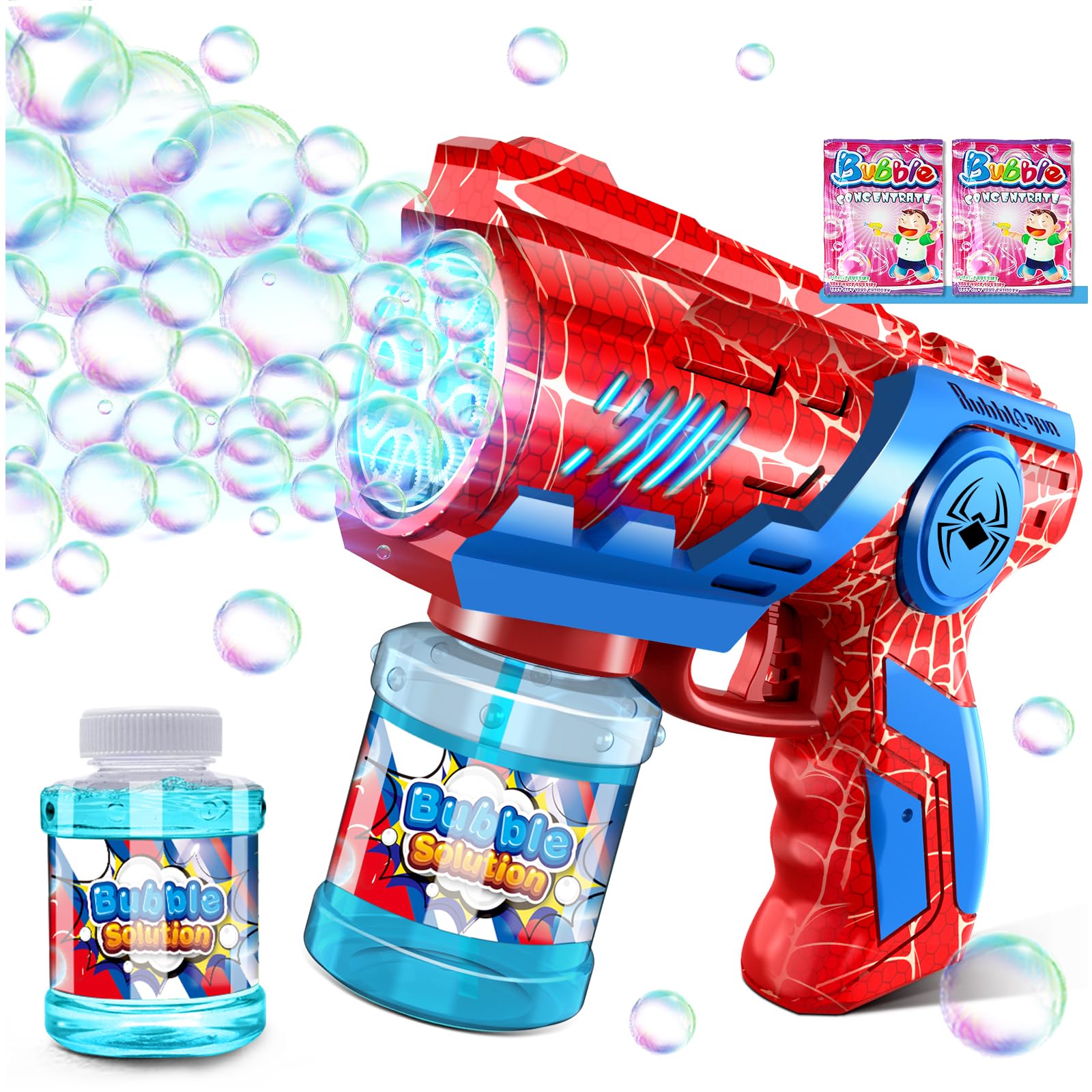 Seifenblasenpistole Seifenblasenmaschine Kinder Seifenblasen Machine: LED Licht Seifenblasen Elektrisch Mit 100 ML Tank Blau Automatische Bubble Maker Für Kids Shooter Party Spielzeug (Blau)
