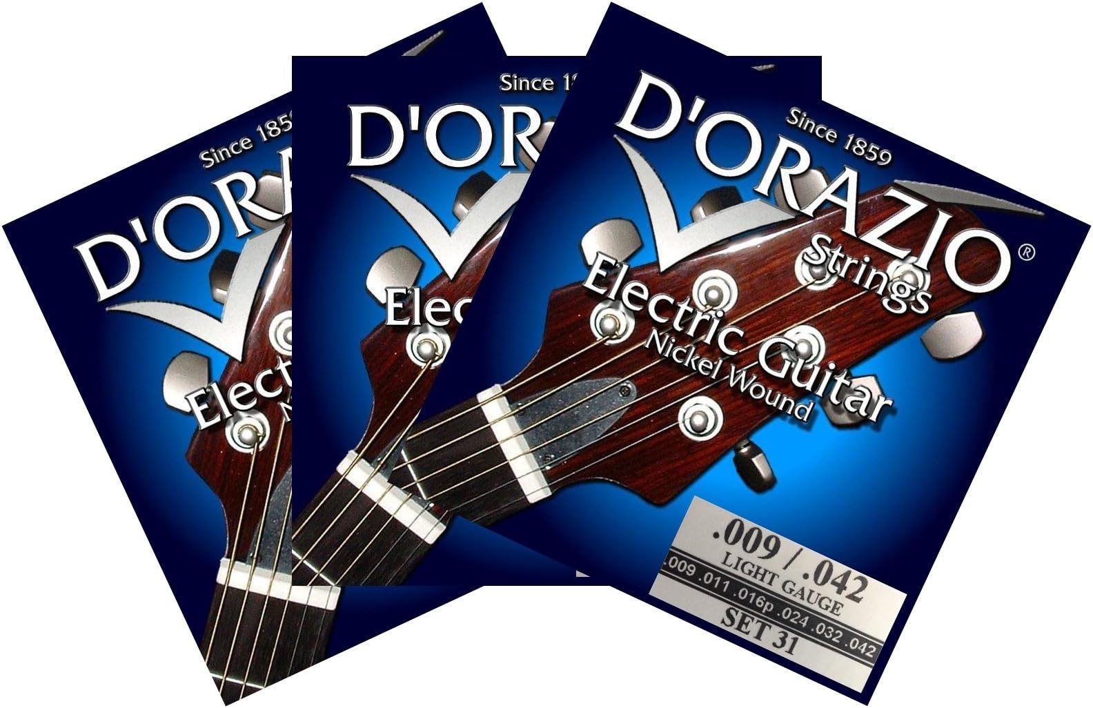 D'Orazio Strings-SET 31 Electric Guitar Strings 009 3Pack