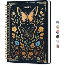 ZOTIA Lined Spiral Journal for Women, A5 Cute Hardcover College Ruled Notebook for Work, School & Note Taking, Aesthetic Writing Journal, 140 Pages 5.8" x 8.3", Golden Butterfly