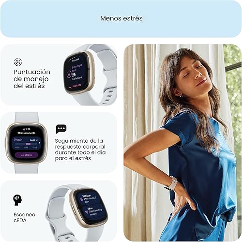 Vista 2 de Fitbit Sense 2 reloj inteligente avanzado de salud y fitness con herramientas para manejar el estrés y el sueño, aplicación ECG, SpO2, frecuencia
