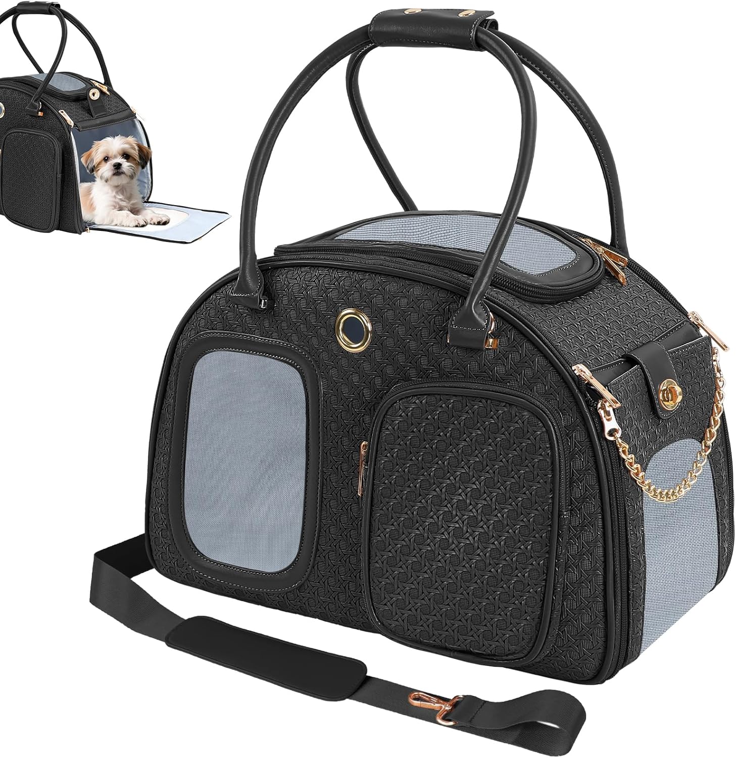 Small Dog Carrier Purse – TSA Approved Travel Tote Bag (Black) Small Dog Carrier Purse – TSA Approved Travel Tote Bag (Black)