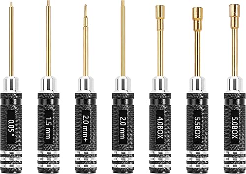 Miniatura 1 de INJORA Kit de herramientas de destornillador hexagonal de mango corto para 118 124 RC Mini Crawler Car TRX4M SCX24 FCX24, 7 unidades