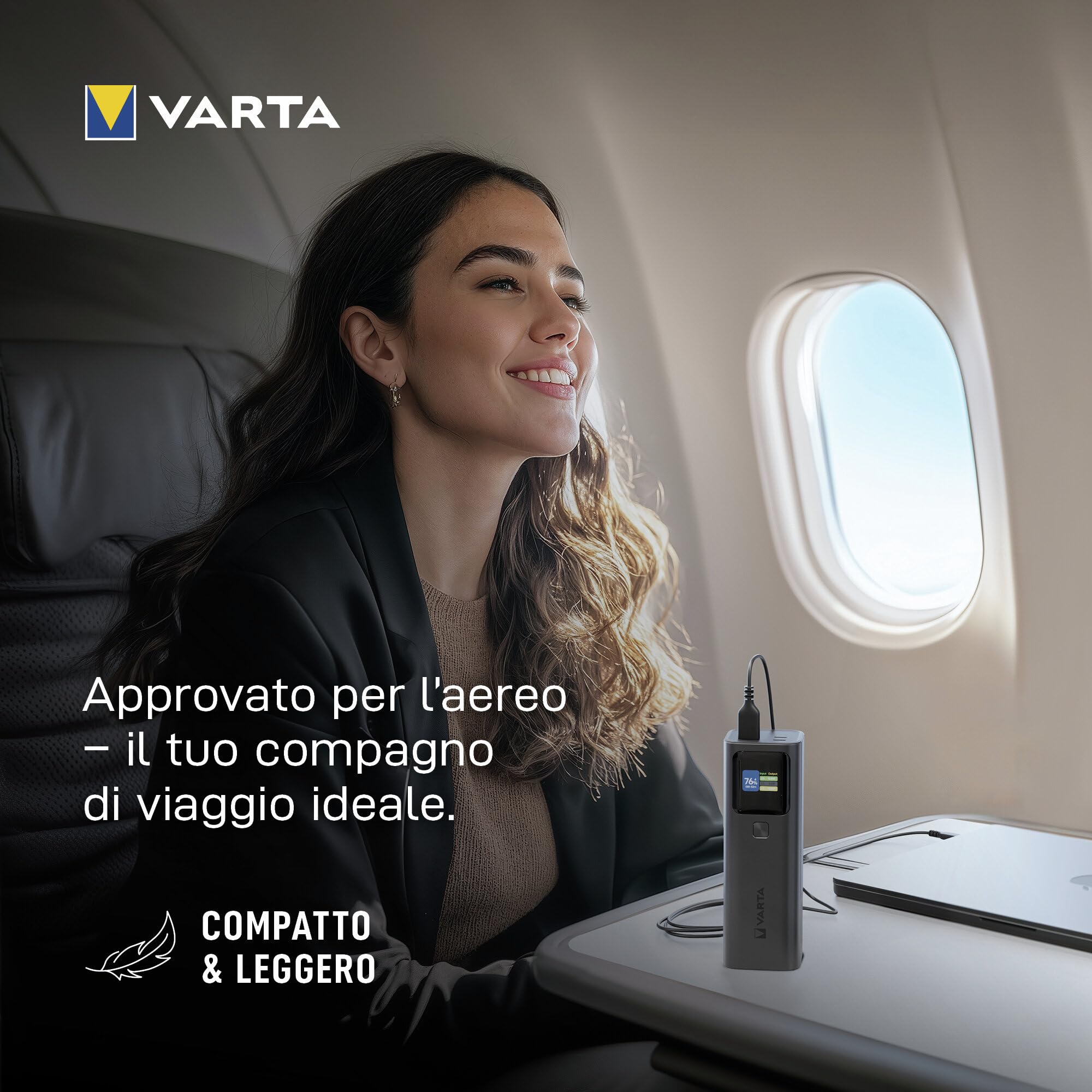 VARTA Powerbank 27000 mAh, High Speed, 140 W alluminio | per Laptop, smartphone, Tablet e Drohne, 2x USB C PD, 1x USB A Quick Charge 18 W, Smart Display, flugtauglich