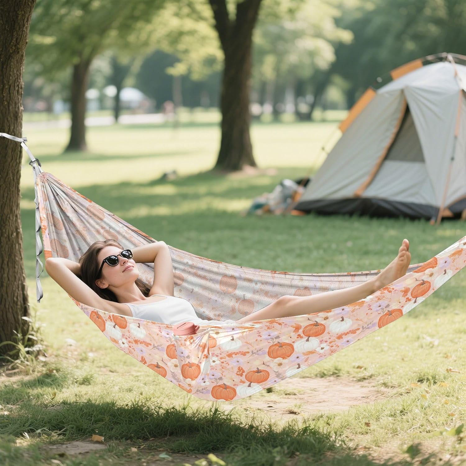 Pumkins Blush Outdoor Hammock with Hanging Rope Hanging Rope Hammock for Camping & Hiking Essential