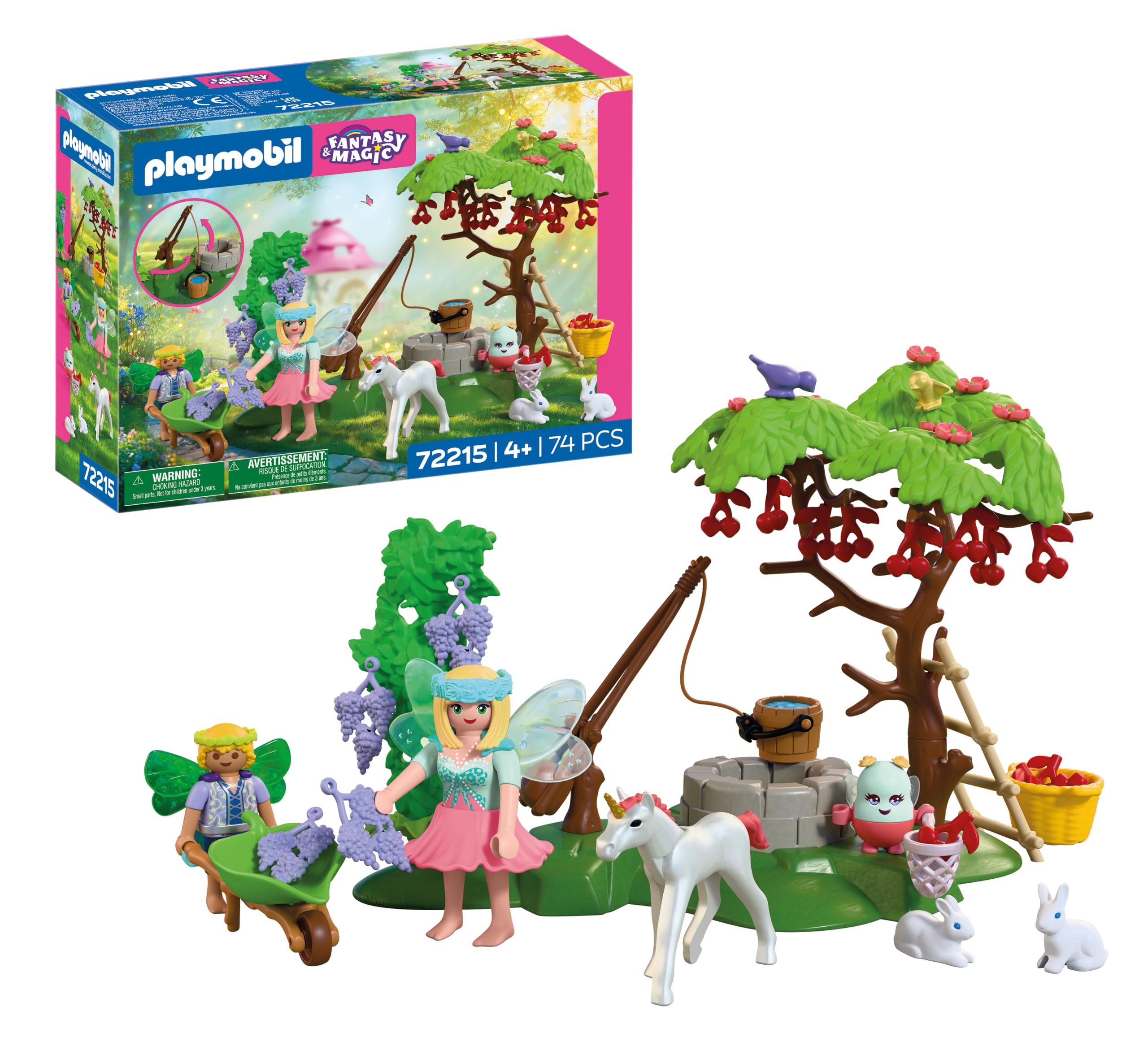 Playmobil | Fantasy & Magic | Fairy Garden with Unicorn Foal | Enchanted garden with fairy, fairy boy, Joyling and baby unicorn | For children aged 4 and up | 72215