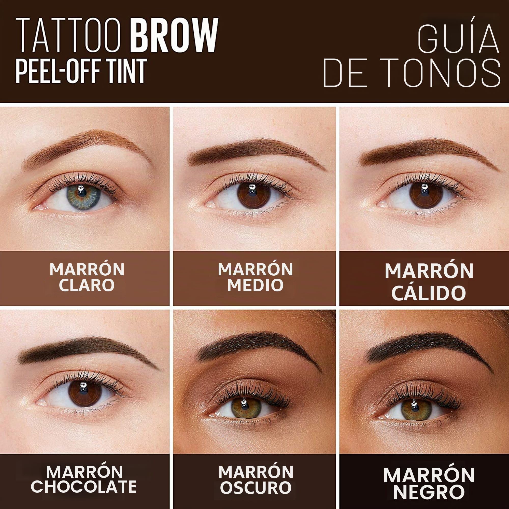 Maybelline New York, Tinte de Cejas Semi-permanente, Tattoo Brow Peel-Off, Dark Brown, 4,6 g