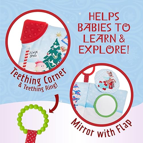 Miniatura 3 de KIDS PREFERRED Rudolph The Red-Nosed Reindeer On The Go - Libro de mordedor, arrugado suave, espejo, juguete navideño de Navidad, niños y niñas de 0