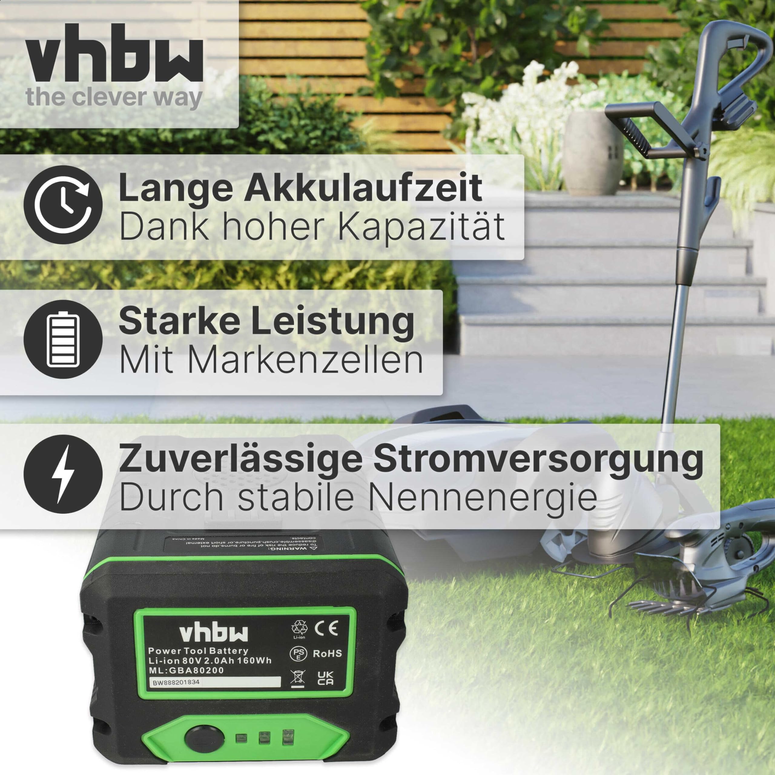 Vhbw Batterie 80V 4000mAh Li-Ion – Compatible Stiga Combi & Multiclip, Puissante Et Durable Pour Tondeuse