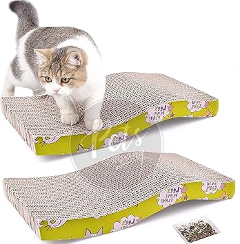 The Pets Company Cat Scratcher Cardboard with Organic Catnip, Double-Sided Durable Design Cat Scratching Pad for Furniture Protection Pack 2