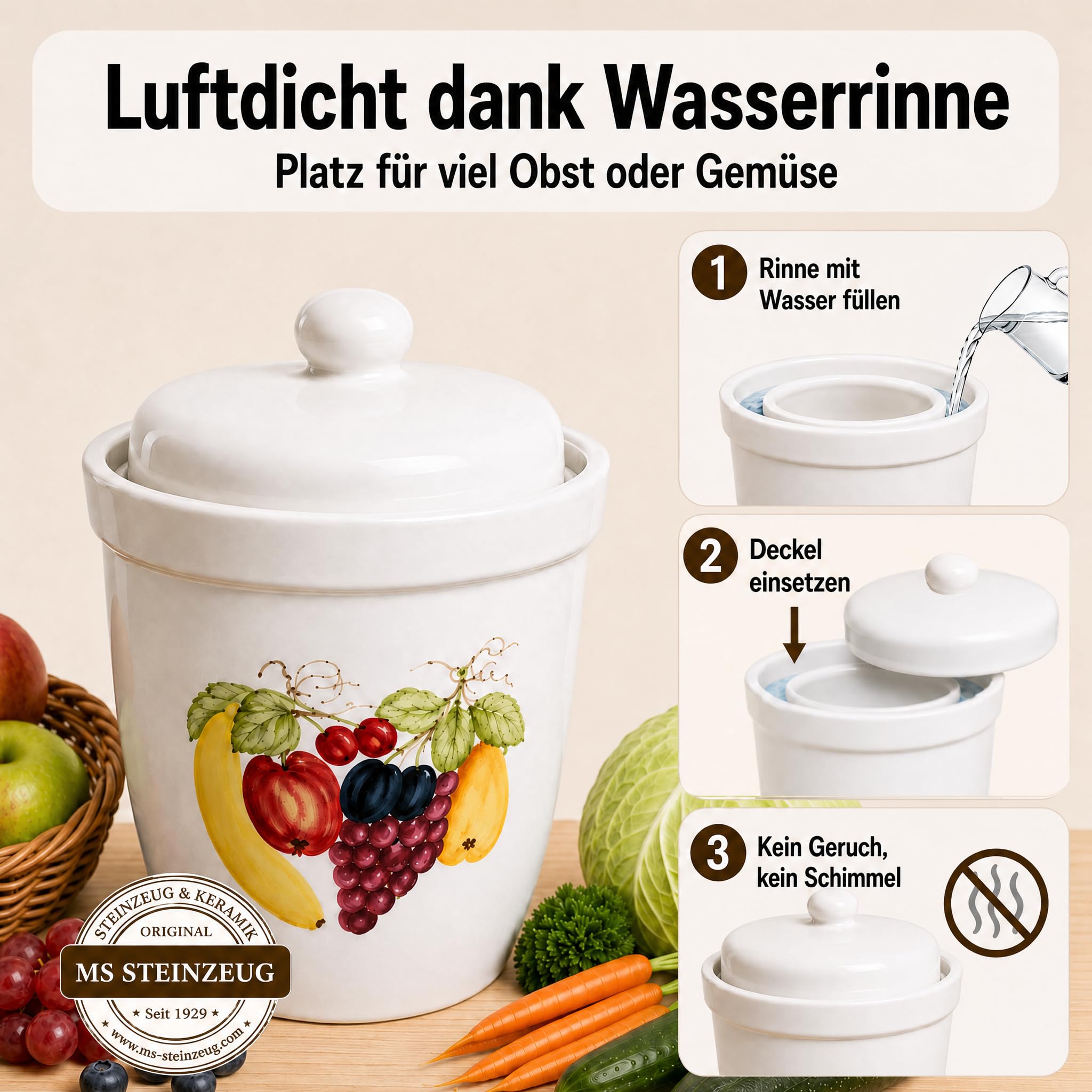 Schmitt Olla para fermentar (10 L, pintada a mano)
