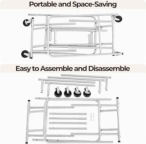 Miniatura 9 de Yaheetech Perchero con ruedas, perchero de doble riel resistente, estante de ropa portátil comercial con ruedas para dormitorio, tienda de ropa,