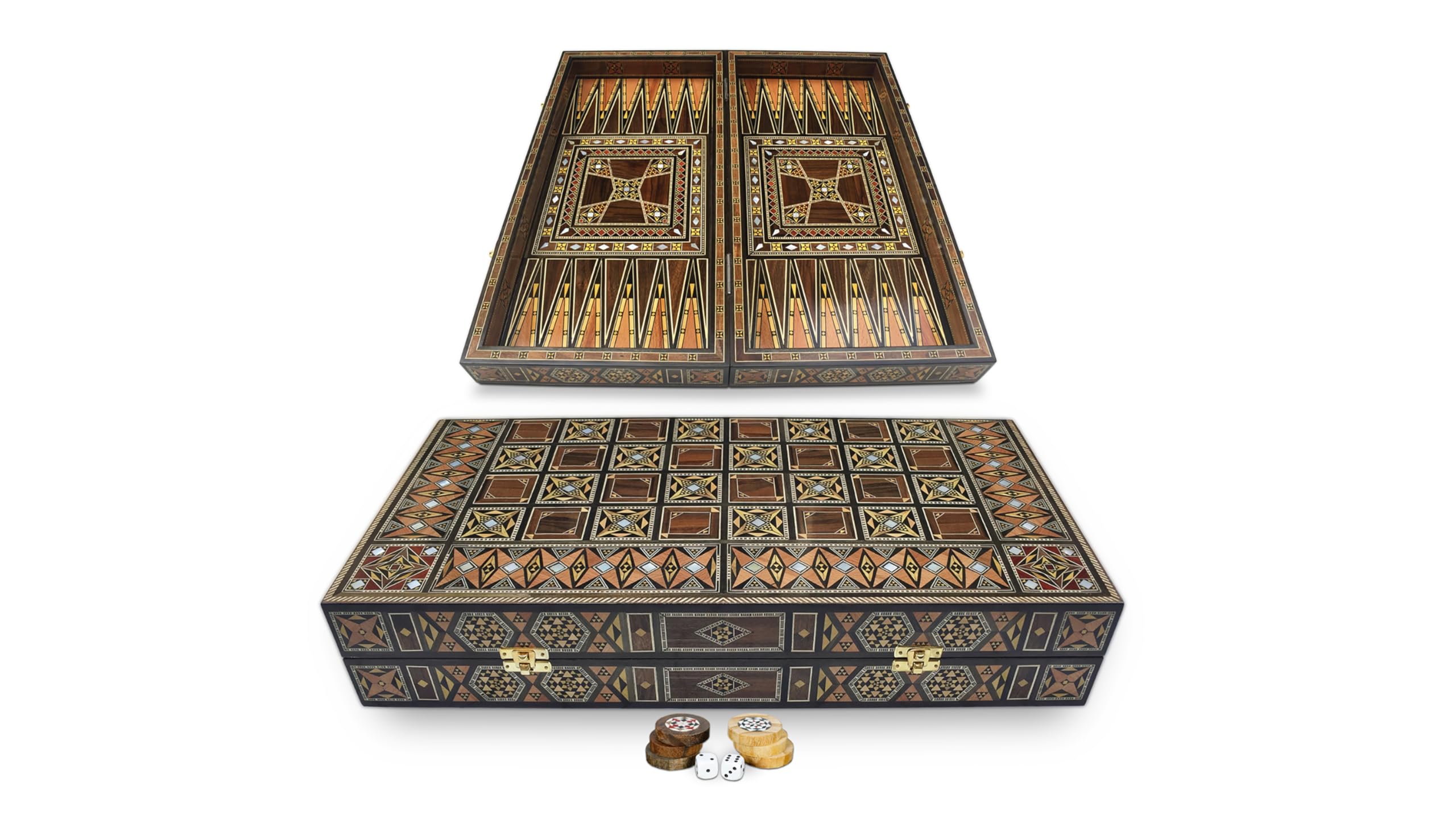 Laith 50 x 50 cm legno Backgammon Tavla/Gioco di scacchi/Dame Board BE506S con 30 pietre backgammon in legno per adulti, 2 giocatori, età dai 0 anni in su