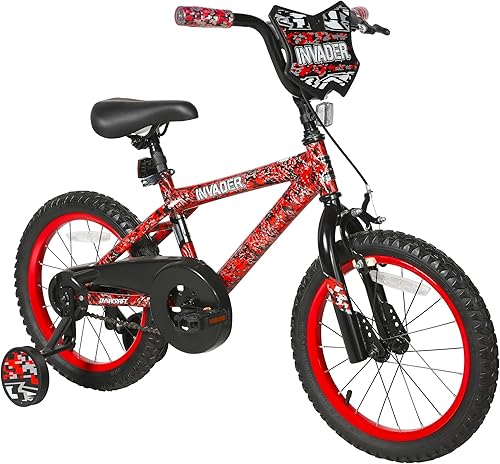 Miniatura 10 de Dynacraft Invader 16-Inch Kids BMX Bike for Ages 5–7 Years, Beginner Bicycle with Coaster Brake and Training Wheels, Blue and Red Azul,Rojo