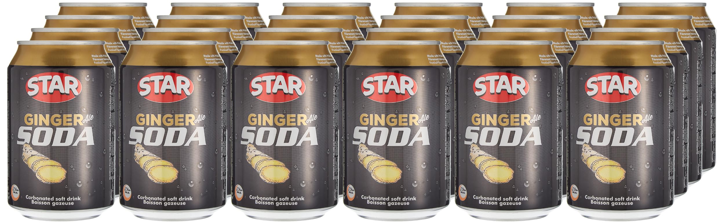Star Ginger Soda Carbonated Soft Drink Can 24-Pieces 300 ml