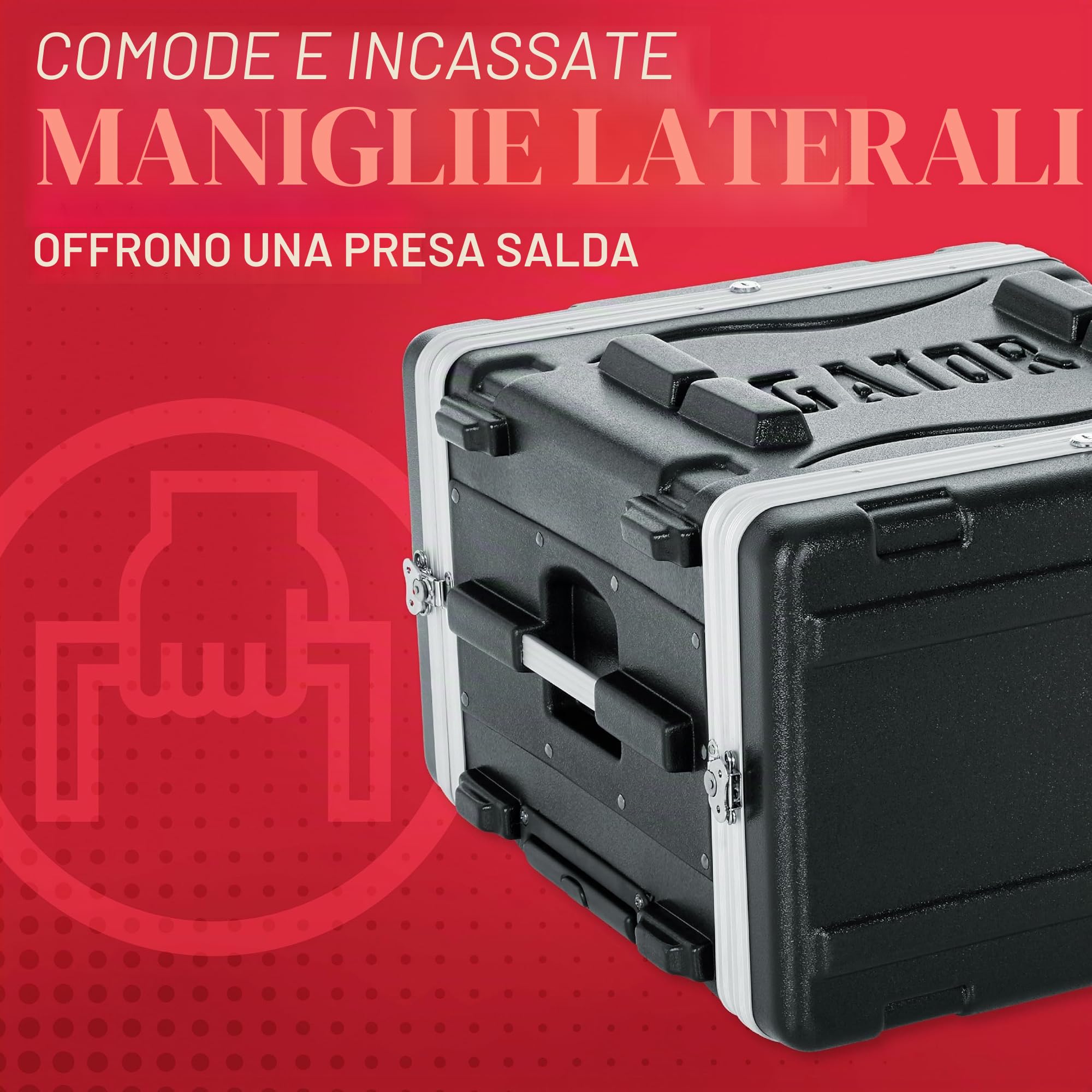 Gator CASES ‑ Custodia da 6U Rack con Ruote Retrattili e Binari Anteriori/Posteriori, Polietilene (GRR‑6L 6U)