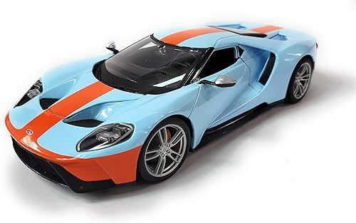Maisto Edición Especial 2019 Ford GT Diecast Vehicle (escala 1:18) Azul con rayas naranjas