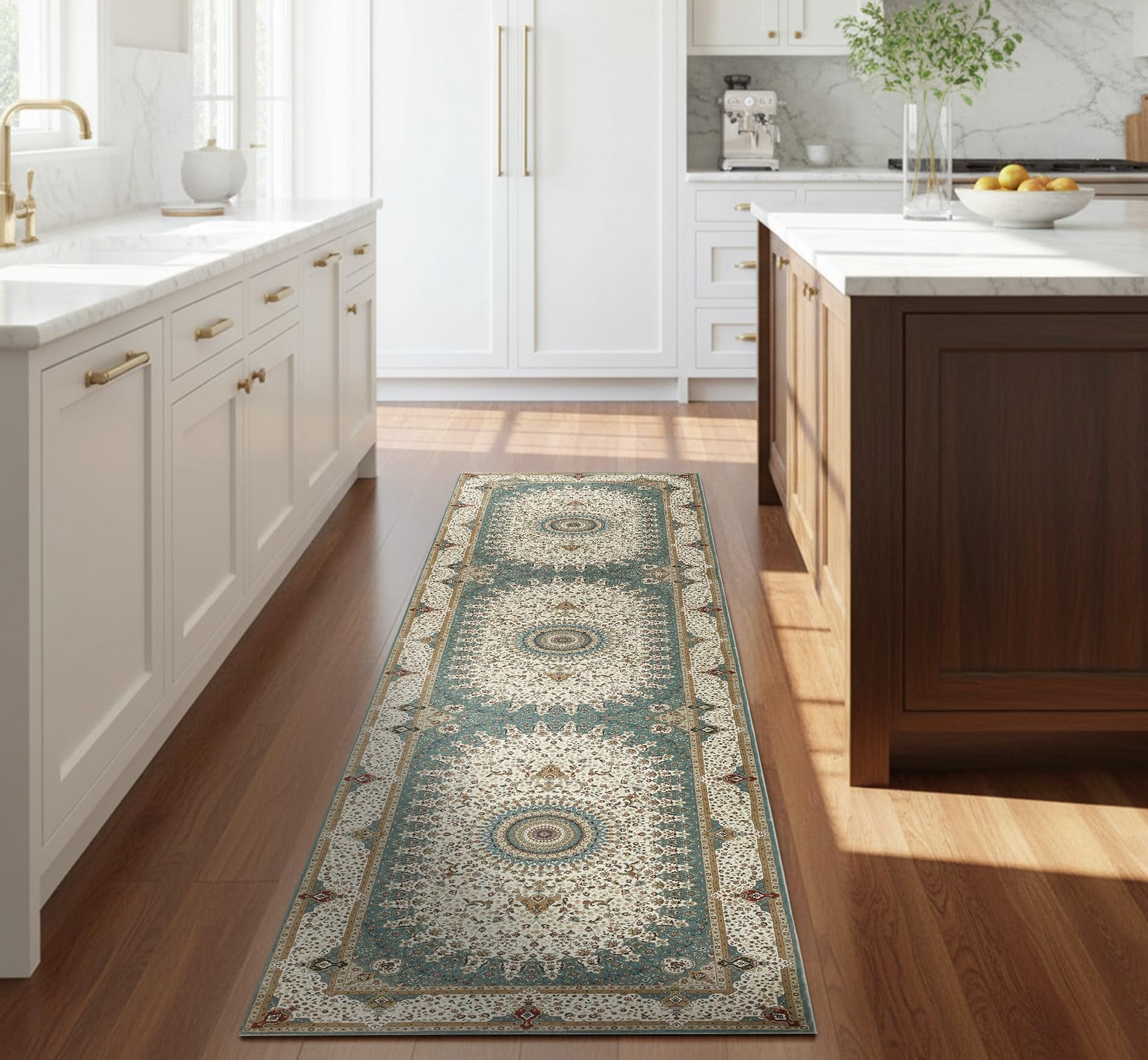 Hafaa Carpets Runners for Hallway Non-Slip 80x300 Large Washable Traditional Pattern Rug – Easy to Clean Floor Carpet Bedroom Rugs (Willow)