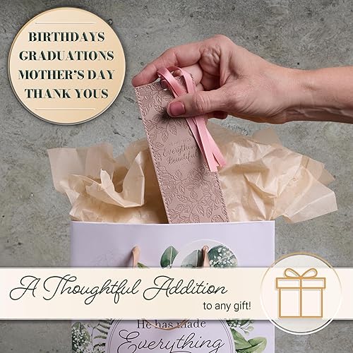 Miniatura 263 de Christian Art Gifts - Separador de piel sintética con cinta de satén y verso bíblico inspirador para mujeres y hombres, Marrón - Proverbios 31 Mujer