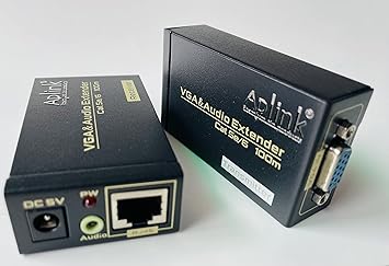 AplinK VGA Video Audio Extender Over Single RJ45 CAT5e/6 1080P with Adapter Up to 100M (ONE Pair)