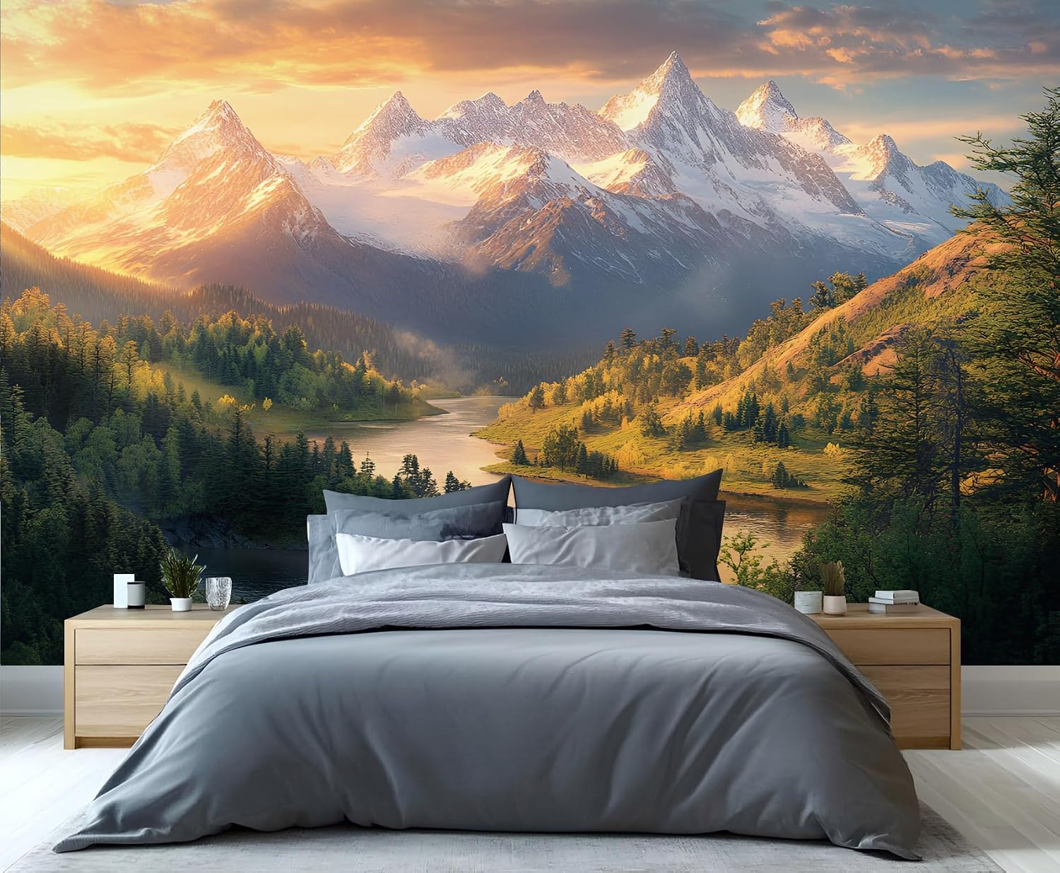 Floral Mural Wallpaper, Butterfly Wallpaper for Bedroom, Flower 3D Wall Murals for Living Room (Not Peel and Stick)