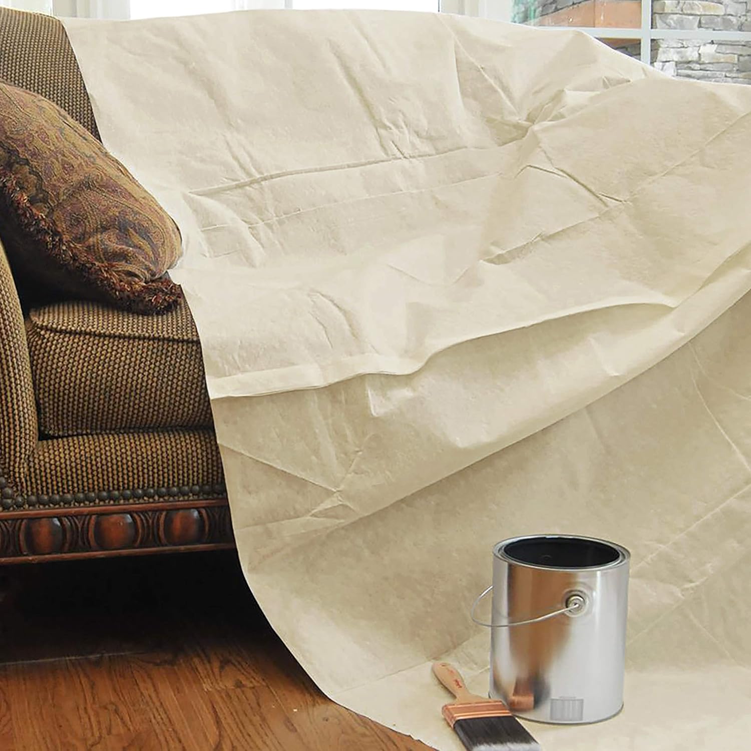 Canvas Drop Cloth 6x9 ft Pack of 2 8oz All Purpose Use Cotton Painters Drop Cloth for Floor Protection Thick & Heavyweight Canvas Sheet Durable Duck Canvas Tarp with Sturdy Double Stitched Edges - - 