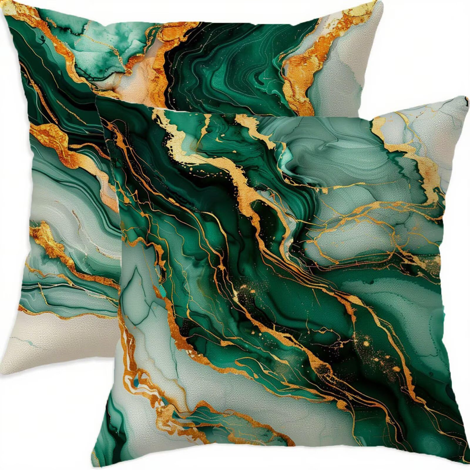 Housse coussin 65x65cm vert lin imperméable pour canapé et patio