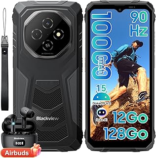 Blackview Fort 1 Android 15 Téléphone Portable Incassable 2025, Batterie 10000mAh Smartphone Incassable, 12Go+128Go/2To TF, 6.56''HD+, Doke AI, IP68/IP69K/NFC/GPS/OTG/Fingerprint/2 Ans Garantie