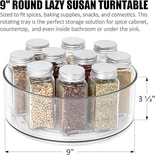 Miniatura 2 de Tiblue Lazy Susan, paquete de 2 contenedores giratorios redondos de plástico transparente para organización y almacenamiento para gabinete,