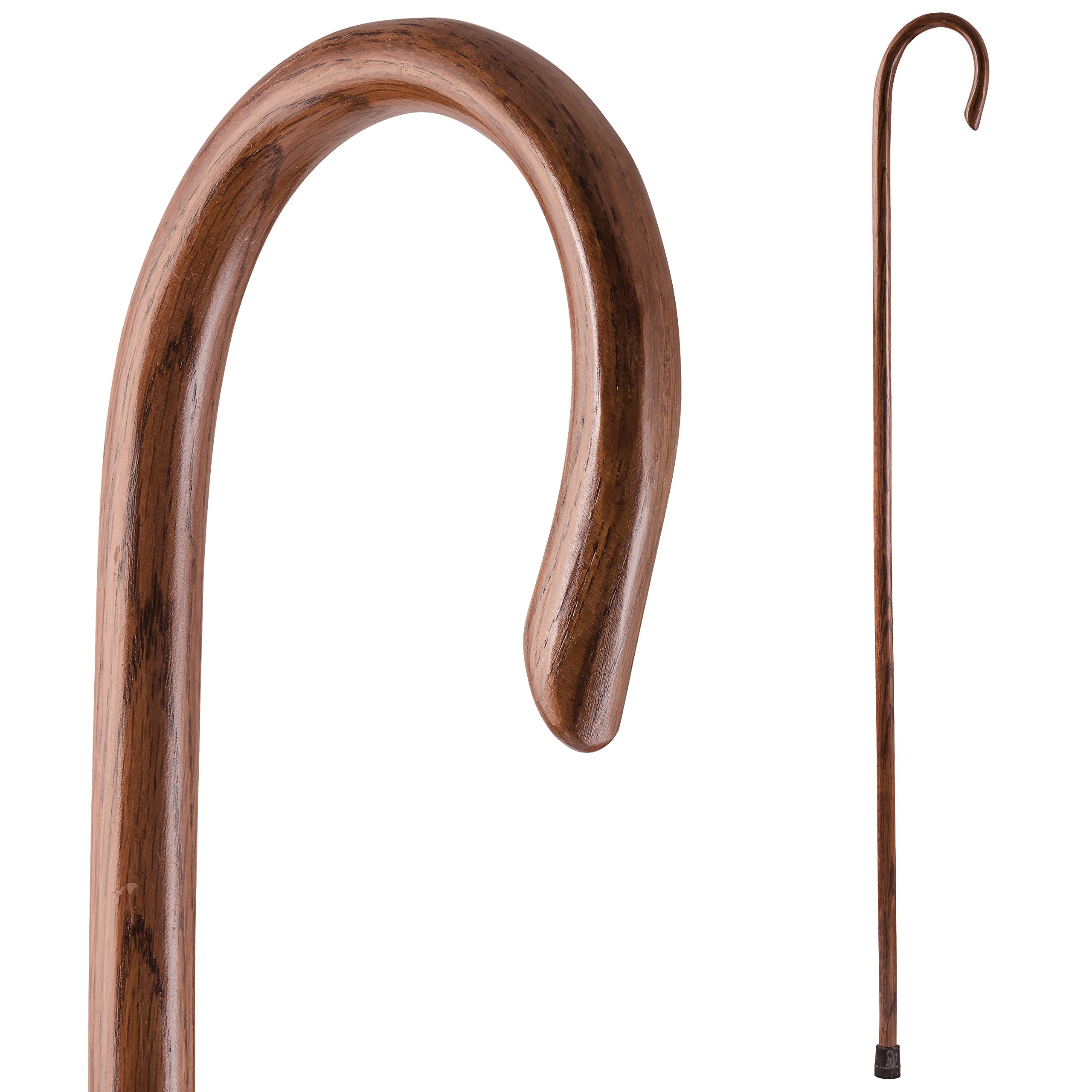 Brazos Free Form Oak Wood Shepherd's Crook Staff Walking Stick, Red, Made in The USA, 58"