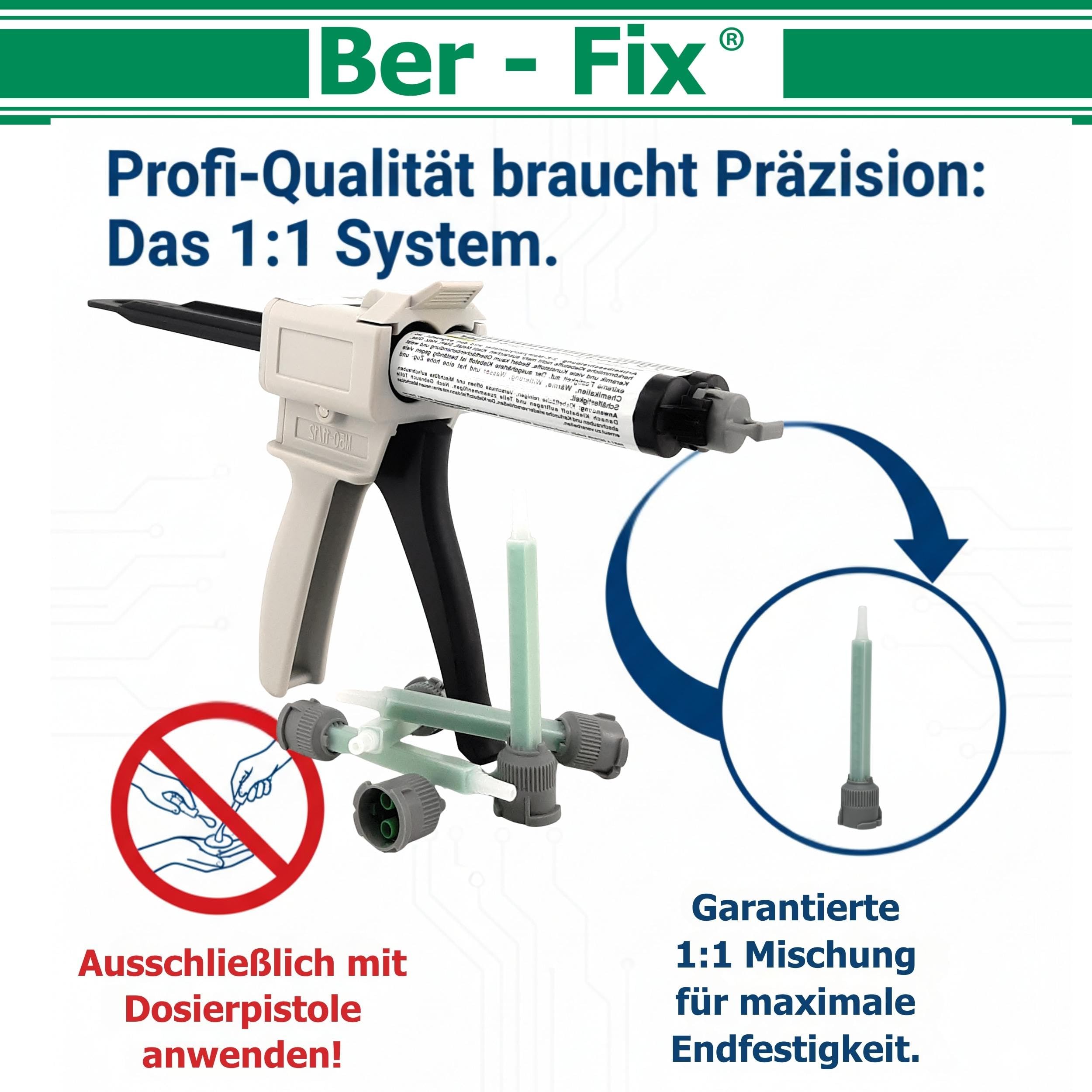 Ber-Fix 2K Poly Spezialkleber 2x50g + 12 Düsen PE PP HDPE primerlos 50g