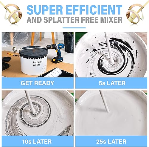 Miniatura 6 de AYZOTEK Mezclador de pintura para taladro, cubo de 1 a 5 galones, agitador de pintura para taladro, chapado en zinc, libre de óxido y fácil de