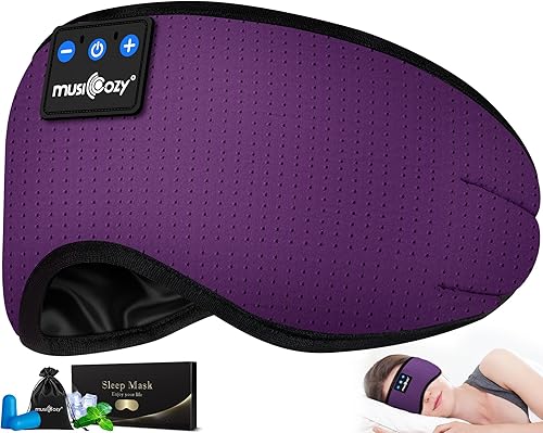 Miniatura 2 de MUSICOZY Auriculares para dormir con diadema Bluetooth, máscara de ojos para dormir y módulo Bluetooth con altavoces y cable de carga