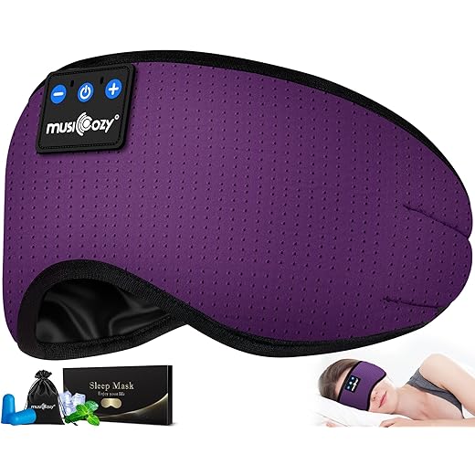MUSICOZY Sleep Headphones Bluetooth 5.2 Headband Headphones Super Soft & Breathable, Wireless Sleeping Eye Mask Earbuds Earphones for Side Sleepers Mom Women Cool Tech Gadgets Gifts
