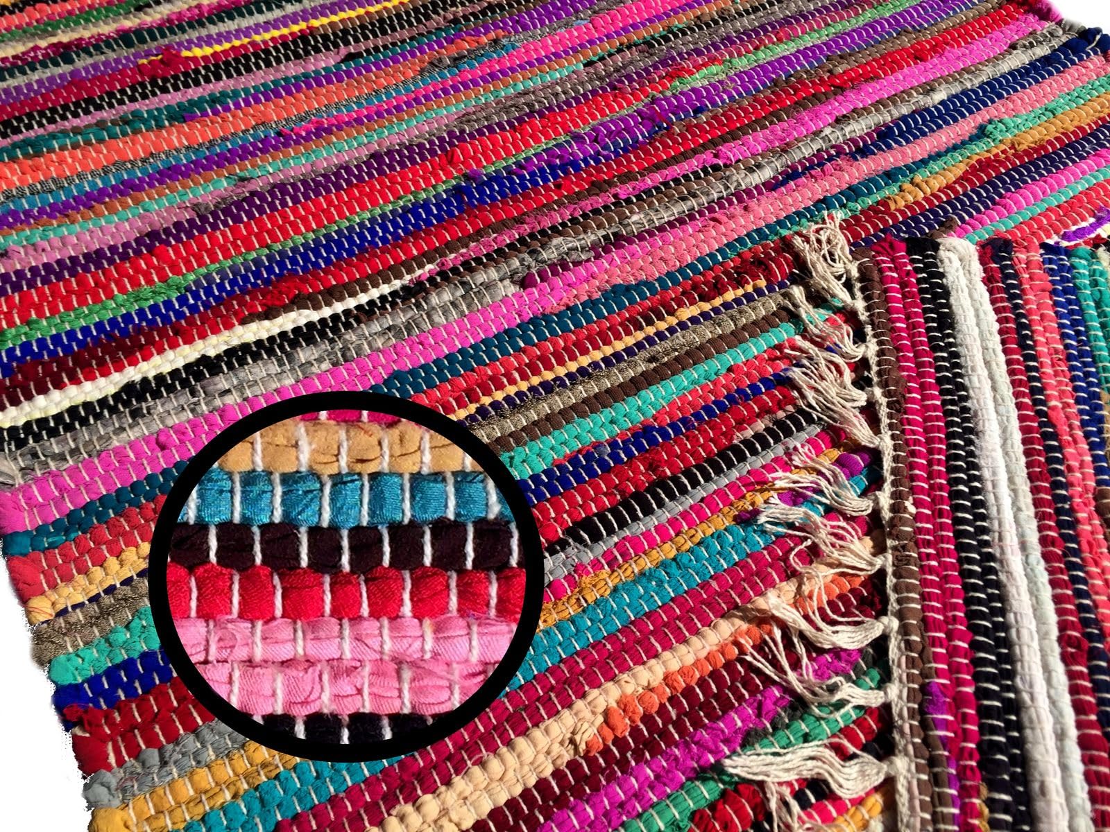 ORNAMENT 240x170 cm Handgewebter Fleckerl Teppich 2 Seitig nu Kelim 2000g/m Baumwolle Flickenteppich NEU