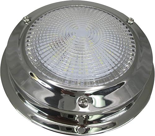 Miniatura 4 de Pactrade Marine Luz de Cúpula 12V - Lente de 3 Pulgadas, LED Blanco Cálido  Luz de Barco de Acero Inoxidable con Interruptor de Palanca Integrado,