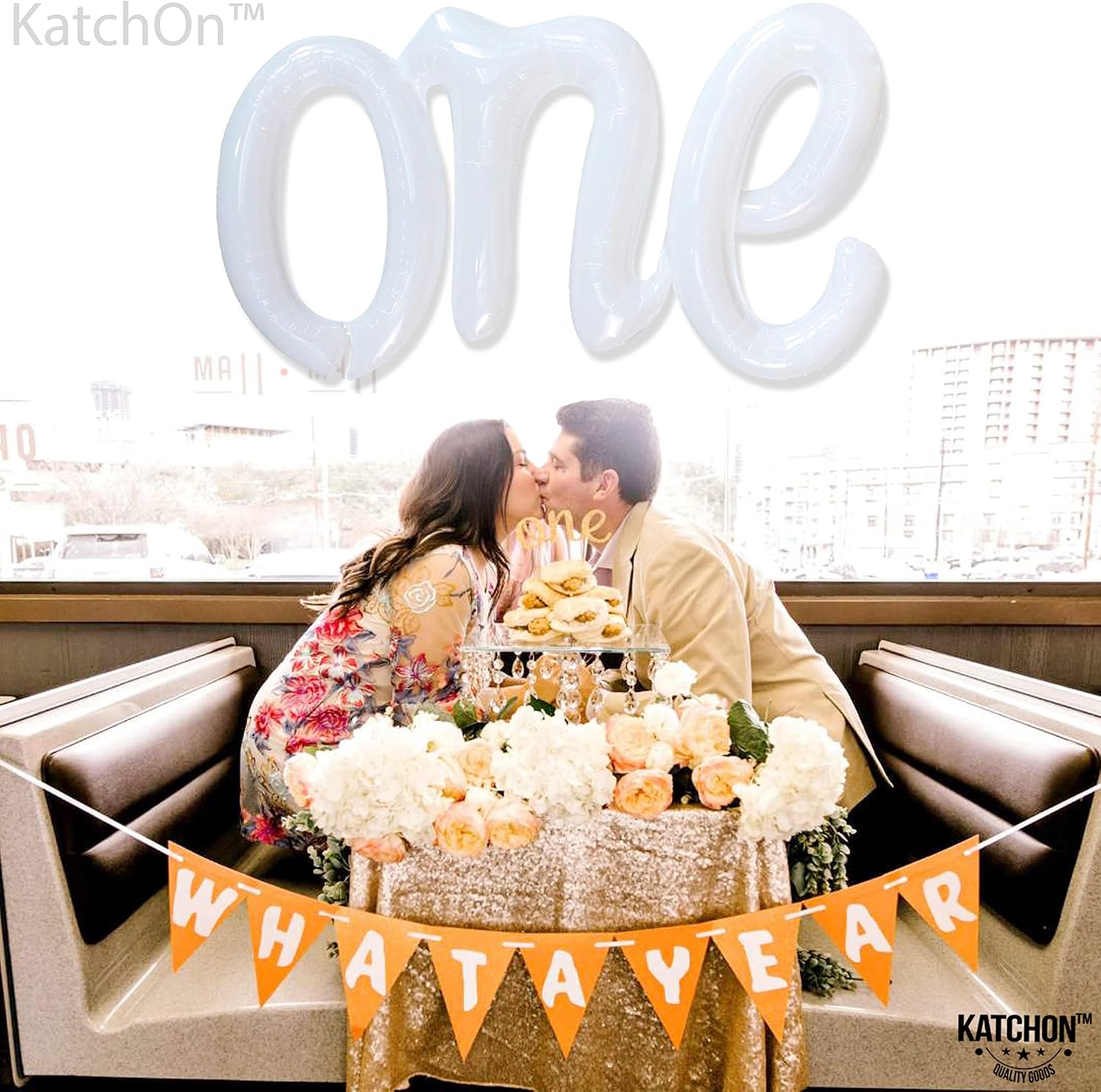 KatchOn, Large Number One Balloon - 20 Inch | White Number 1 Balloons, White Big One Balloons for 1st Birthday, Anniversary Decorations, O Fishally one First Birthday Decorations