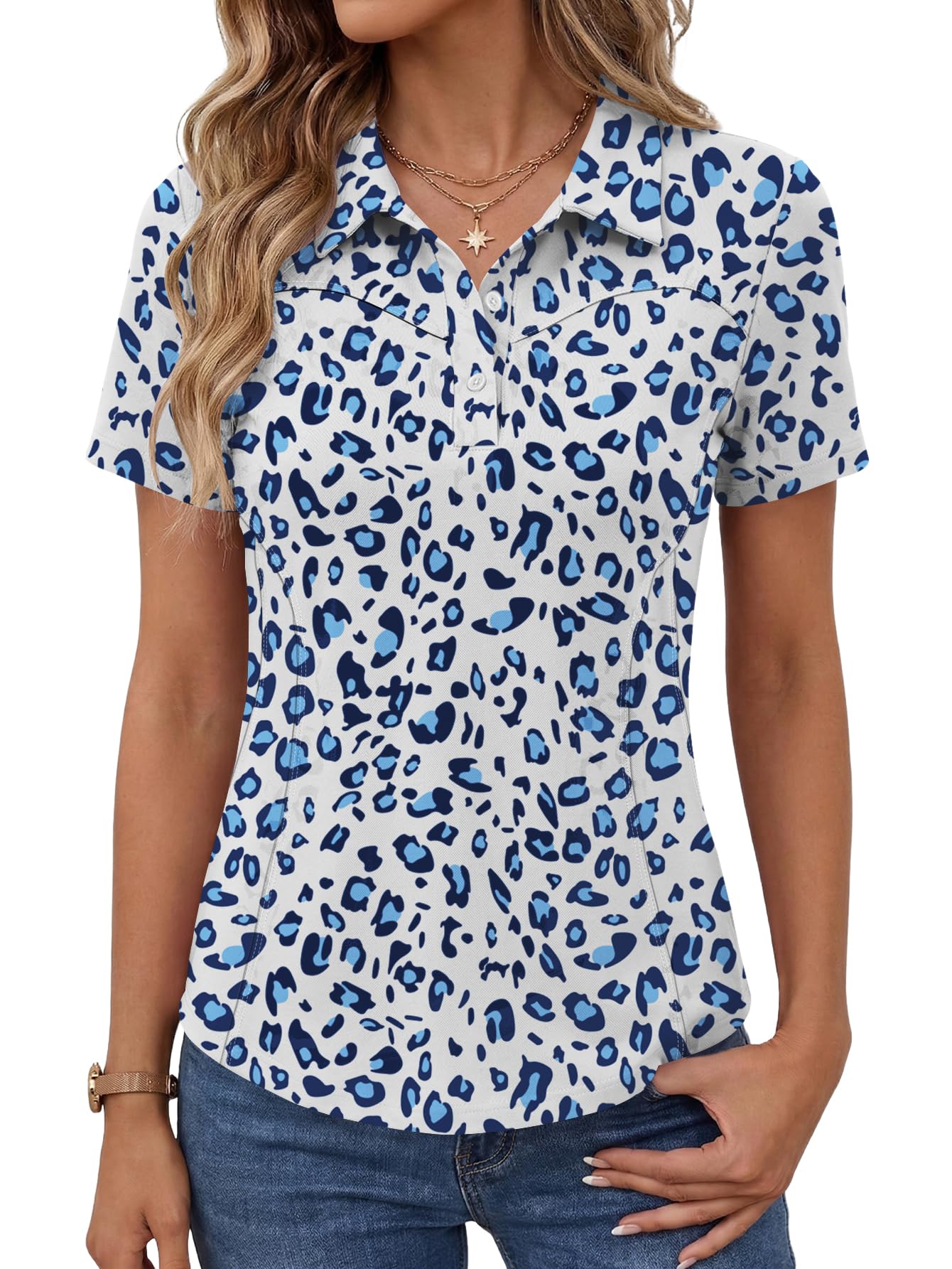 IECCP Poloshirts für Damen Kurzarm Polohemd Schnelltrocknend Golf Tennis Shirts Leicht Atmungsaktiv Tops Workout Sommershirts