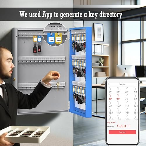 Miniatura 6 de WeHere Caja de bloqueo de 72 llaves, gabinete de llaves inteligente de montaje en pared, aplicación Bluetoothuso compartido de contraseña de una