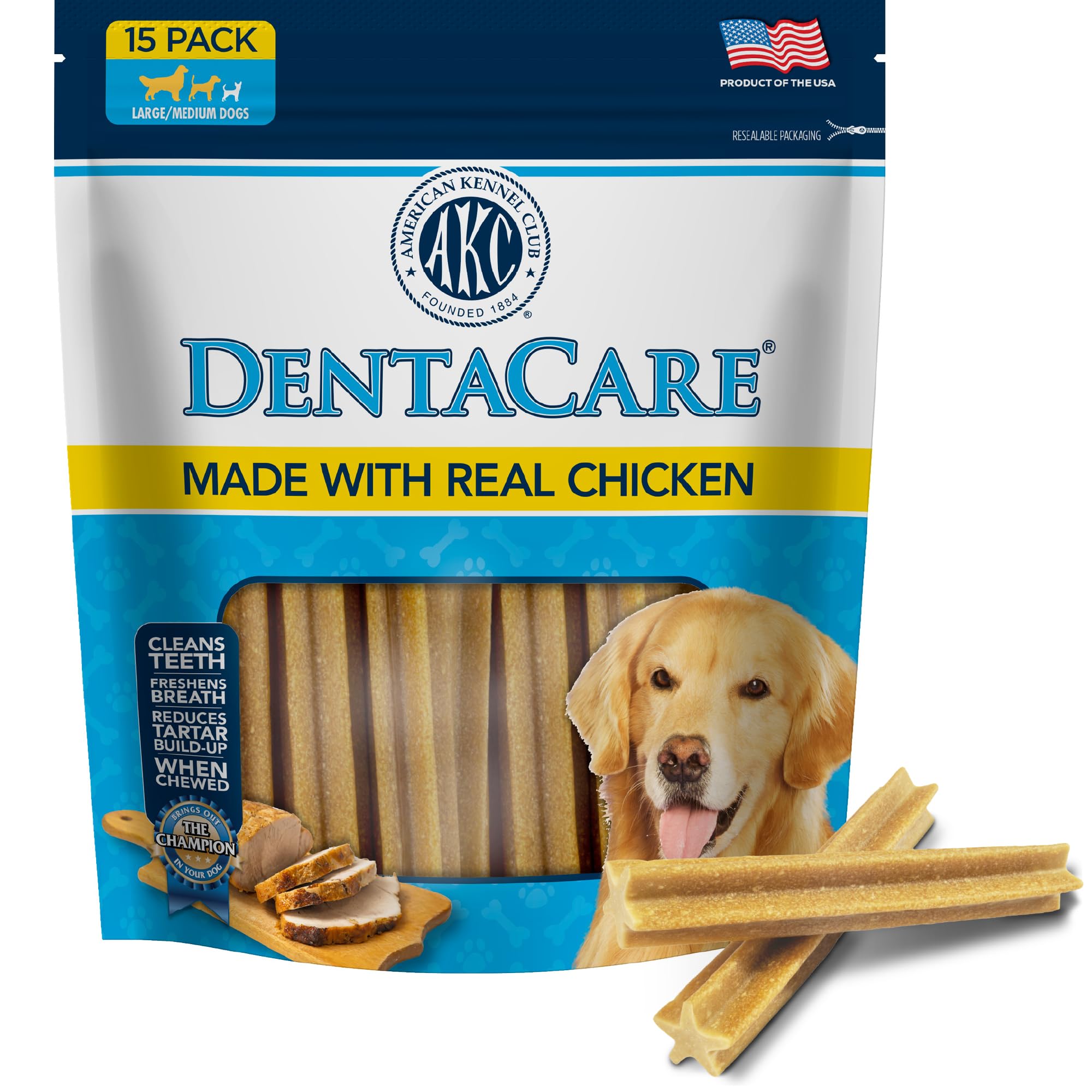 American Kennel Club Dentacare Smoked Flavor Dog Treats, Good for Dog Dental Health, for Large Dog Breeds, 15 Count