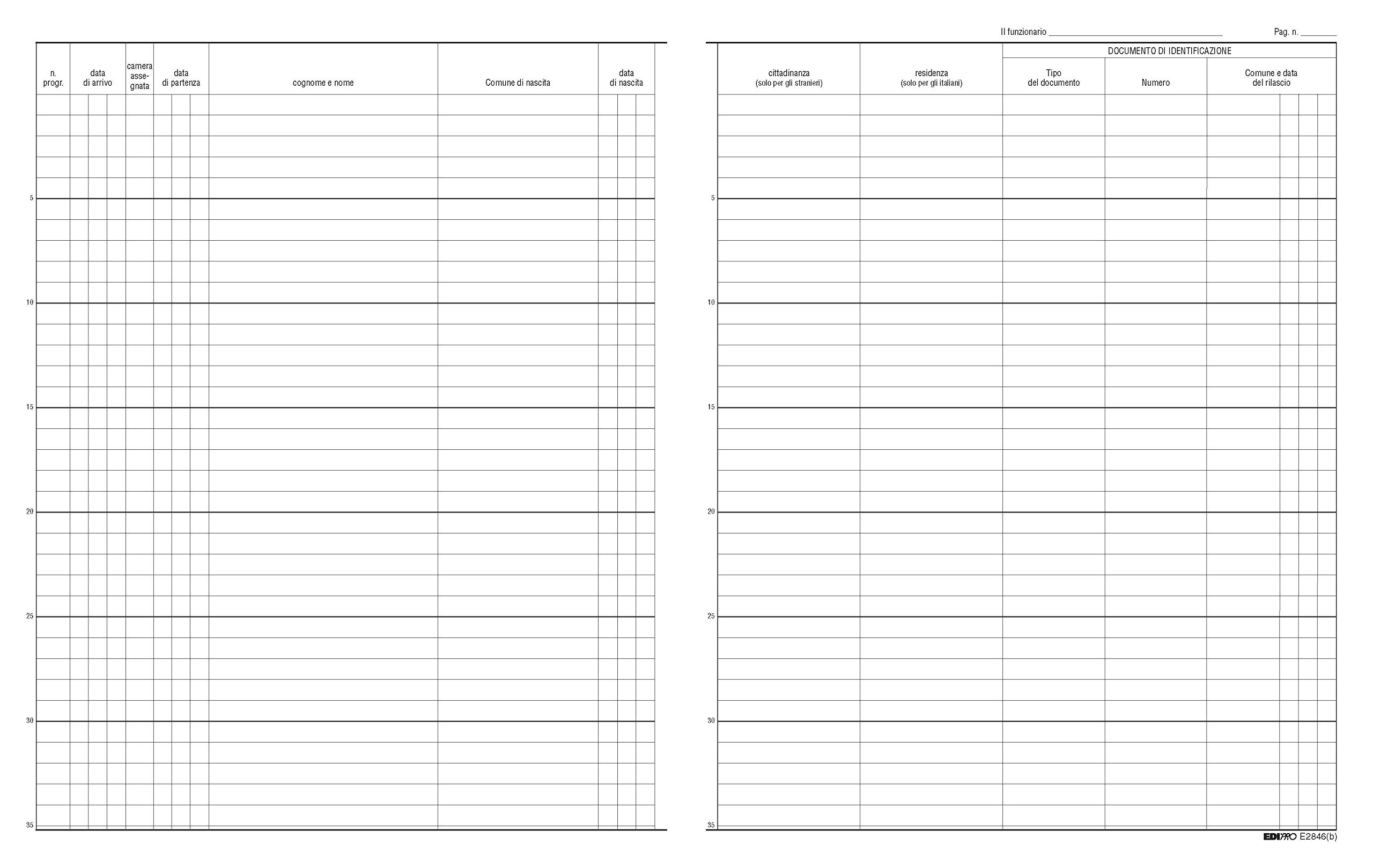 EDIPRO E2846 Registro persone alloggiate 47 pagine 31x24,5
