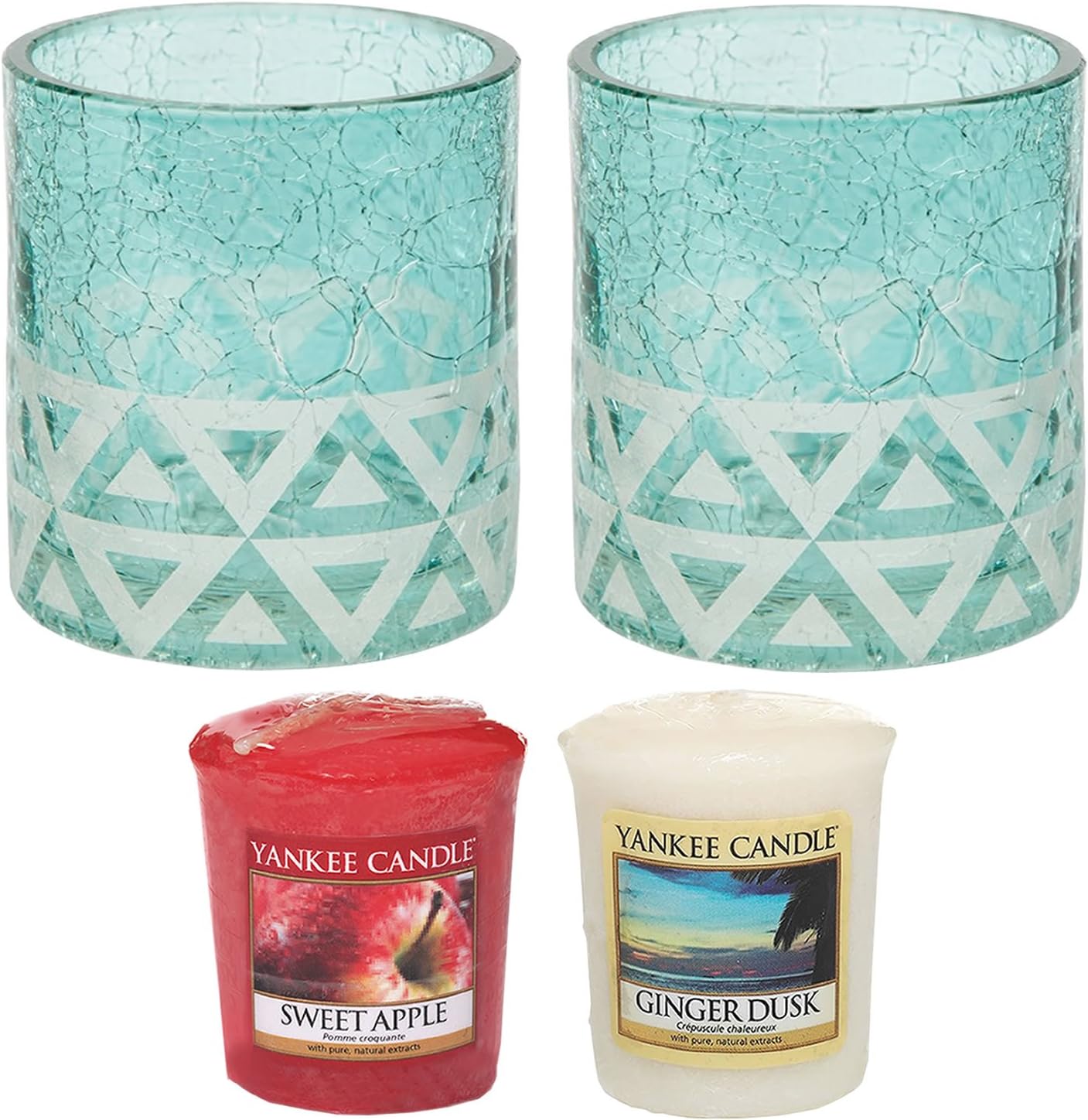 Yankee Candle Cote d'Azur Crackle Votive Holders TWO PACK Plus TWO