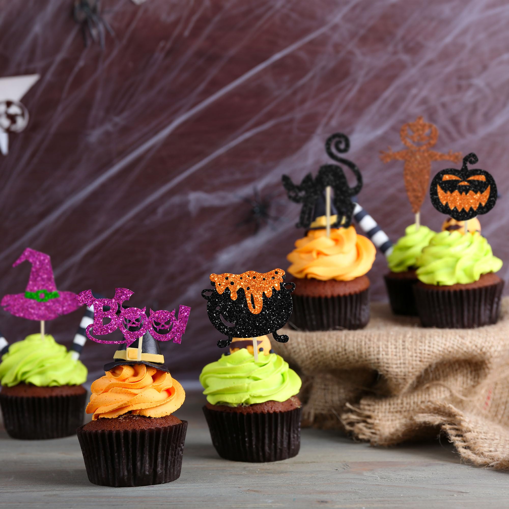 Halloween-Kuchenaufsätze – Hexe, Katze, Kürbis Cupcake-Picks Für Mottoparty-Deko