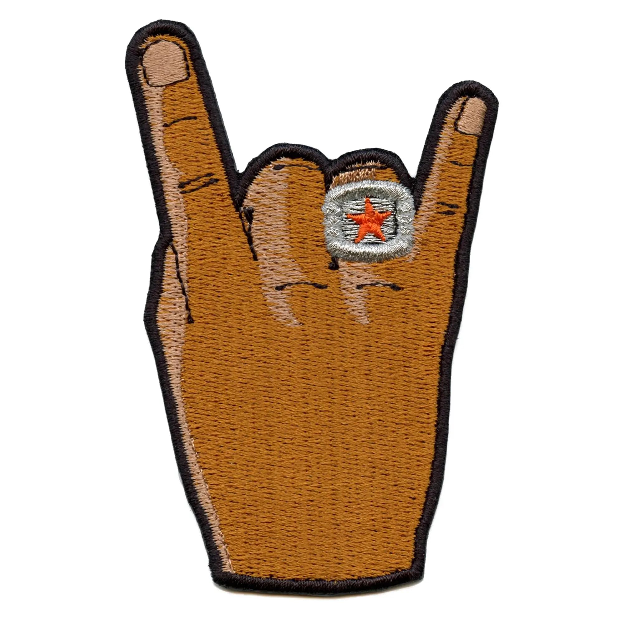 Houston Patch H-Town Hand with Star Ring Dark Skin Embroidered Iron On