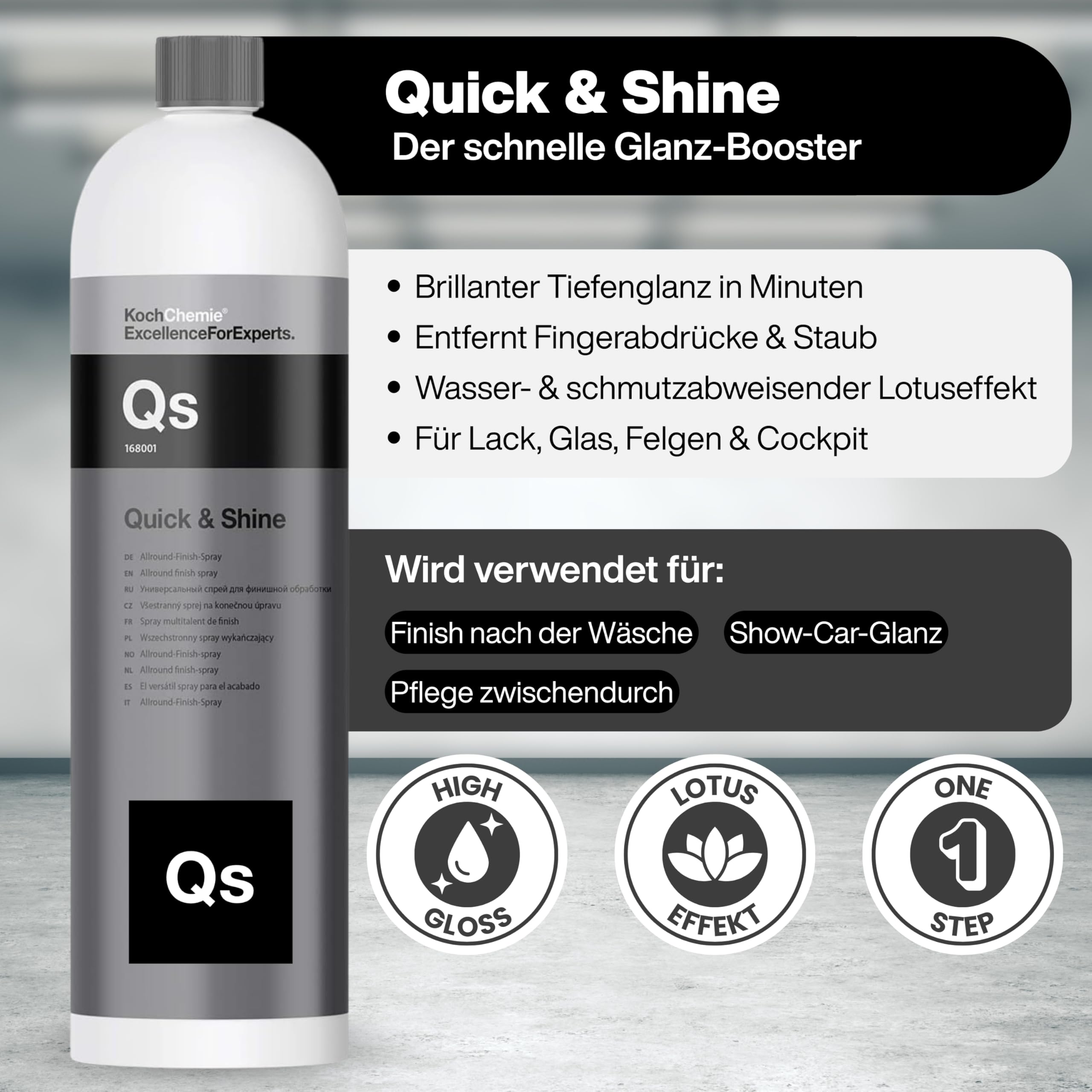Koch Chemie Autopflegeset (3x1L): Green Star, Gentle Snow Foam & Quick Shine. Inkl. 3 Mikrofasertücher, Sprühkopf & Waschhandschuh für Auto Detailing (Gentle Snow Foam + Quick & Shine + Green Star) - 5